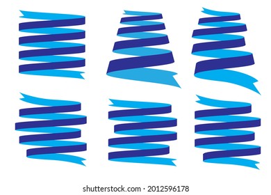 spiral ribbon banner isolated on white background set of blue tape vector illustration