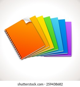 Spiral Ring Notebooks Rainbow, vector illustration