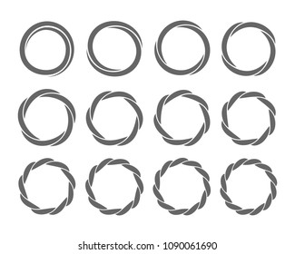 Spiral rings twisting circles swirl design element set for infographics. Vector illustration.