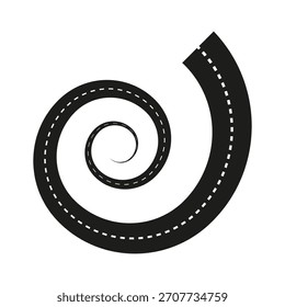 Spirale Straßenform. Abstrakte Linienstruktur. Dynamische Vektorgrafik. Einfaches Routenelement.
