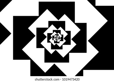 Spiral of rotating squares, Spiral from squares - black and white pattern