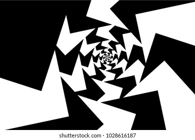 Spiral of rotating squares, Spiral from squares - black and white pattern