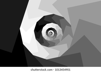 Spiral of rotating squares - gray background, Spiral from squares - black and white pattern