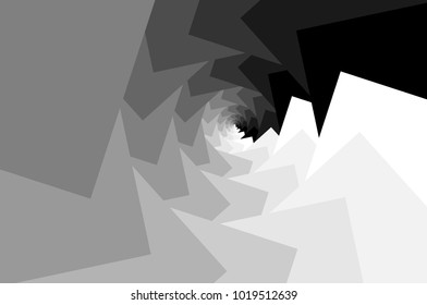Spiral of rotating squares - gray background, Spiral from squares - black and white pattern