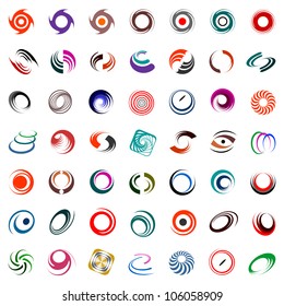 Spiral and rotation design elements. Abstract icons set. Vector art.