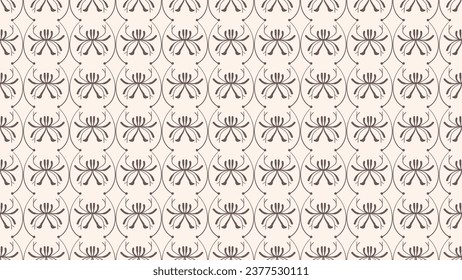 Spiral round curve square floral seamless pattern. Abstract hand drawn leaves thin line wavy. For backgrounds, wallpapers, textiles, and fashion.