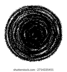 Icono de línea dibujado a mano oscuro redondo en espiral. Ilustración vectorial monocromática con múltiples líneas superpuestas.