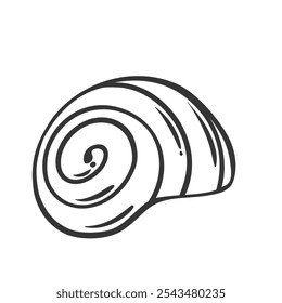 Icono de línea de concha redonda en espiral. Esquema dibujado a mano cáscara de chank, caracola divina vintage y caracol de mar del Océano Índico. Molusco gasterópodo marino, mascota de la naturaleza, Ilustración vectorial simple del icono de la cáscara