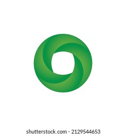 Icono de vector redondeo espiral. Signo con bucle en color verde con forma redonda   