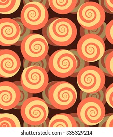 Spiral seamless pattern. 3d background of snails. Hypnotic spinning circle ornament. Retro fabric texture.
