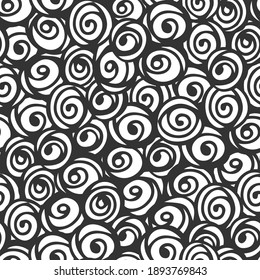 Spiral seamless pattern - abstract monochrome background. Vector illustration.