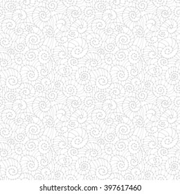 Spiral seamless pattern. Abstract twirl figures of snail. Vector abstract hand-drawn waves texture, wavy background