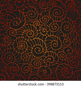 Spiral seamless pattern. Abstract twirl figures of snail. Vector abstract hand-drawn waves texture, wavy background