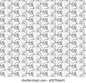 Spiral seamless pattern. Fashion graphic background design. Stylish abstract texture. Monochrome template for prints, textiles, wrapping, wallpaper, website. Design element. Vector illustration