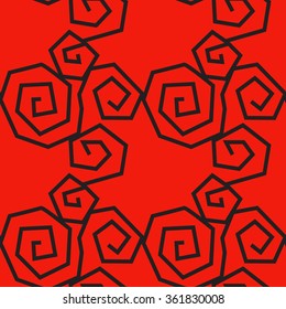 Spiral seamless pattern on the red background