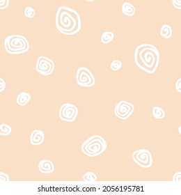 Patrón sin fisuras espirales. Fondo retro con líneas de doodle dibujadas a mano. Estilo escandinavo minimalista con colores pastel. Ideal para imprimir ropa de bebé, textiles, tejidos, papel de envoltura