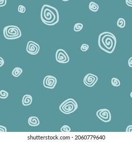 Spiral seamless pattern. Retro background with hand-drawn doodle lines. Minimalistic Scandinavian style in pastel colors. Ideal for printing baby clothes, textiles, fabrics, wrapping paper