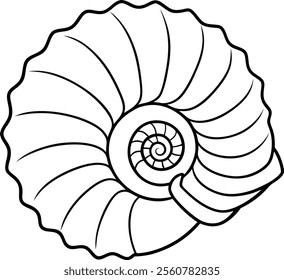 Spiral Seashell Icon Vector Illustration Line Art