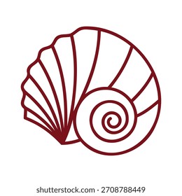 Vector de arte de línea de concha espiral - elemento de playa náutica