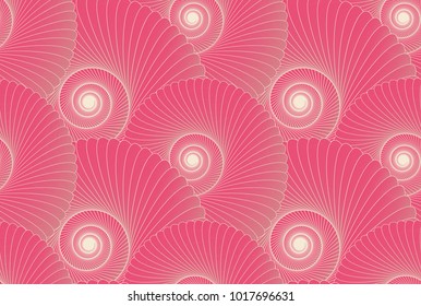 spiral seashells seamless tile in pink and ivory