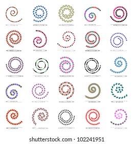 Spiral set. 25 design elements. Vector art.