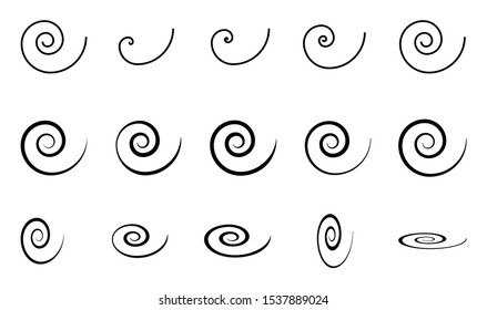 Spiral set icon isolated on white background. Black modern shape, vector illustration .