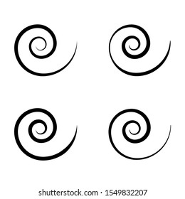 Spiral set icon isolated on white background. Black modern shape, vector illustration