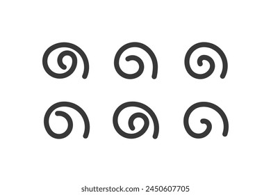 Spiral set vector icon. Small simple snail contour icon symbol for cosmetics, perfumeries and package design.