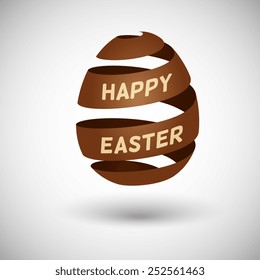 spiral shape egg and sing happy Easter, vector illustration icon 