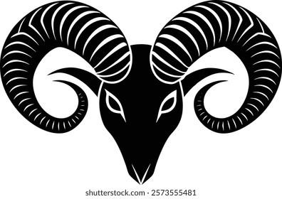 Spiral shape of ram horns showcasing their strong vector illustration