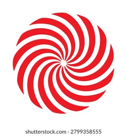 Spiral shape with red and white segments flat vector illustration