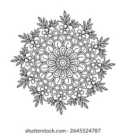 Espiral em forma de jardim flor mandala coloração página do livro