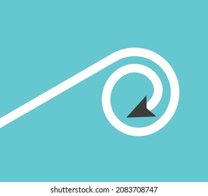 Spiral shaped graph with arrow. Stagnation, inefficiency, standstill, hopelessness and economic cycles concept. Flat design. EPS 8 vector illustration, no transparency, no gradients