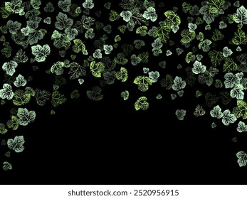 Spiral shaped wind blowing with green tea or mint leaves concept of fresh . Autumn maple and oak leaves.