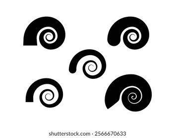 Spiral shapes icon. Seashell icon. Shell of sea molluscs on a white background.