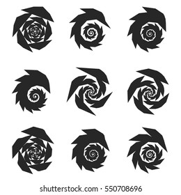 Spiral shapes, rotating elements with 9 versions