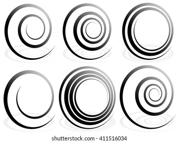 Spiral shapes (set of volute, snail decorative elements)