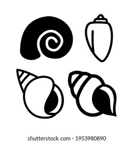 Spiral shell icon set isolated vector illustration. High quality black style vector icons