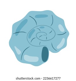 Spiral shell of snail or mollusk. Decoration of aquarium and nature. Simple doodle cartoon illustration