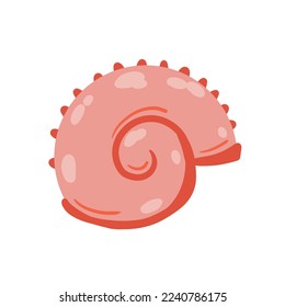 Caza espiral de caracol o molusco. Simple ilustración de dibujos animados. Decoración de acuario y naturaleza.