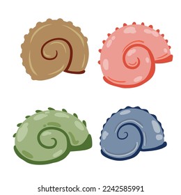 Caza espiral de caracol o molusco. Simple ilustración de dibujos animados. Decoración de acuario y naturaleza.