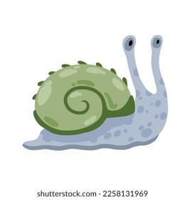 Caza espiral de caracol o molusco. Ilustración simple de dibujos animados