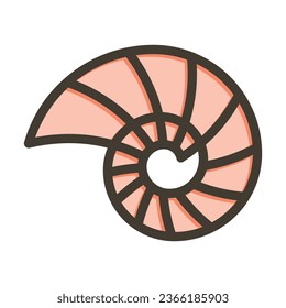 Spiral Shell Vector Thick Line Filled Colors Icon For Personal And Commercial Use.
