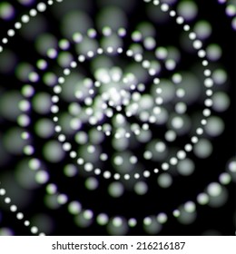 Spiral shiny blurred garlands with colorful aberrations