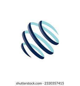 Logo de signo espiral vectorial tono azul en fondo blanco editable