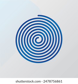Spirale einfache Ikone. Flaches Design. Papierschnittdesign. Ausgeschnittenes blaues Symbol mit Schatten. Grauer Hintergrund.ai