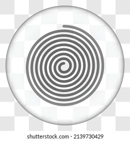 Spiral simple icon. Flat desing. Glass button on transparent grid.ai