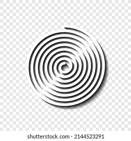 Spiral simple icon. Flat desing. White with shadow on transparent grid.ai