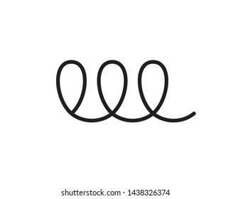 Spiral small letter W logo for business. White icon design template element on black background. Black white version. Vector illustration.