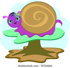 Spiral Snail with Flower Background